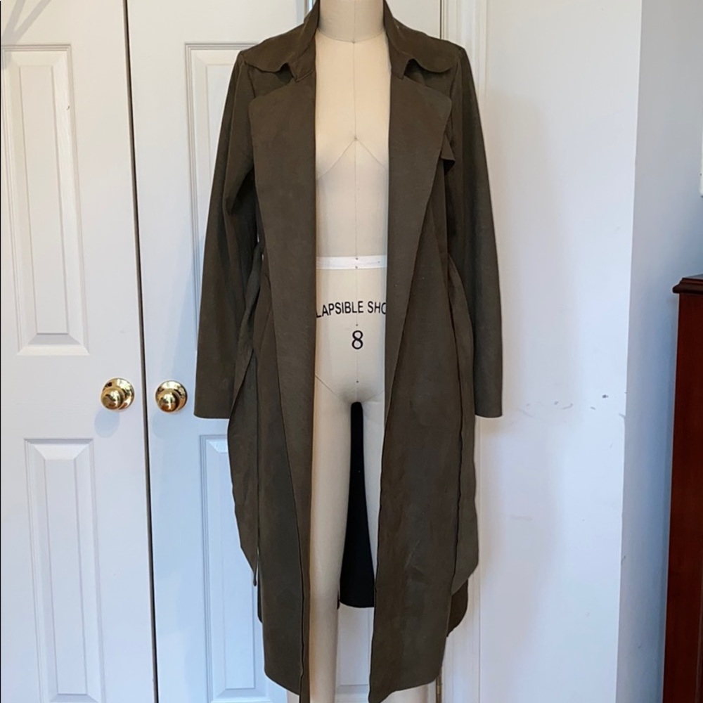 FAUX SUEDE TRENCH